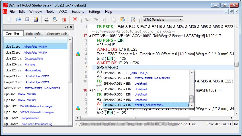Configurable command auto-completer suggesting VKRC instructions